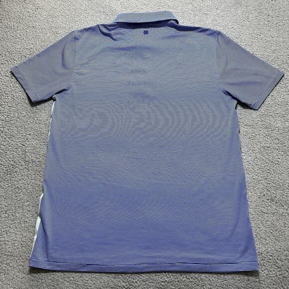 G Fore Polo Shirt Mens Large Blue Stripe Performance Stretch Golf Button - Picture 5 of 12